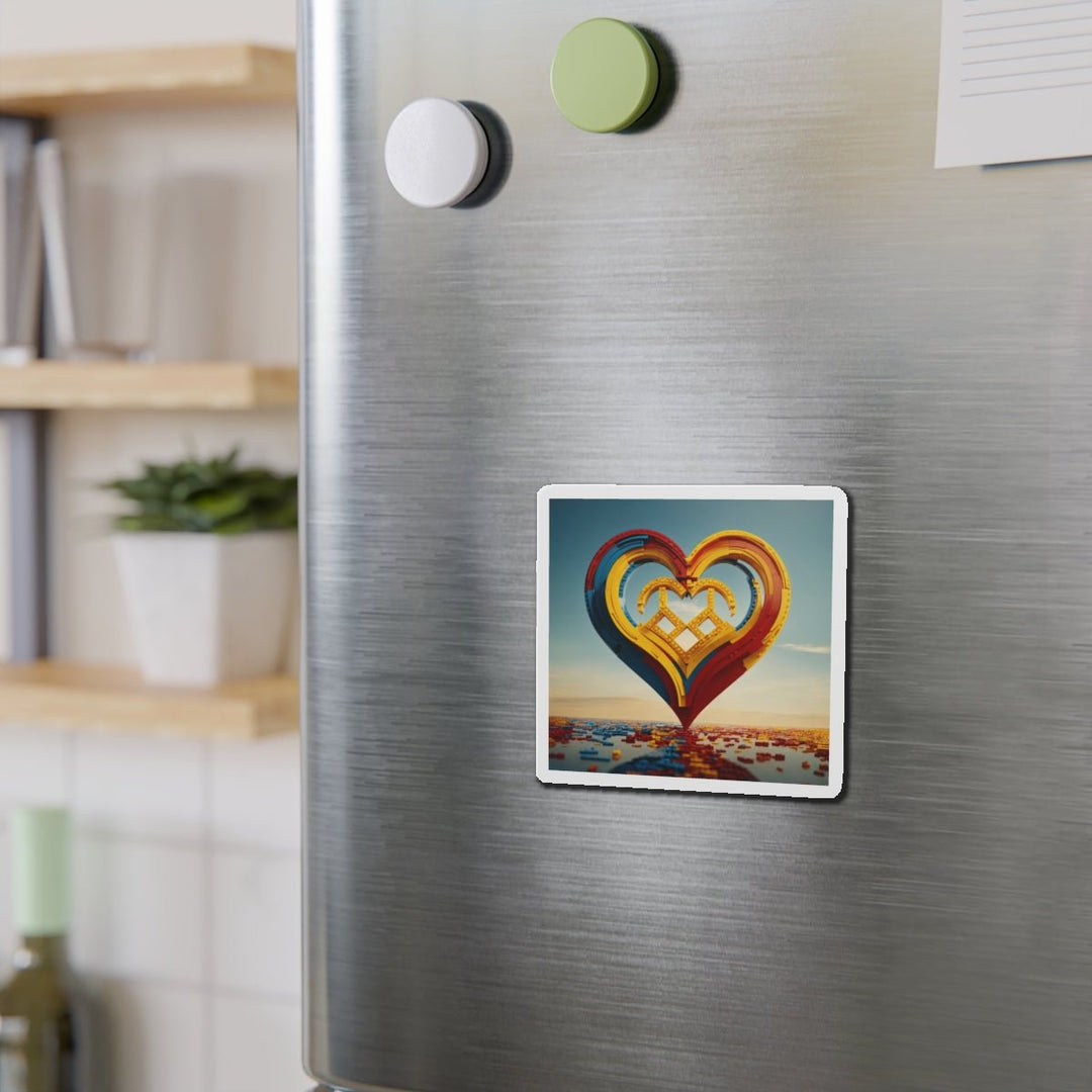 Colorful Heart Sculpture - Die-cut Magnet - Home Decor - g(0D·IO) - 6 × 6" - Die-Cut - 1 pc