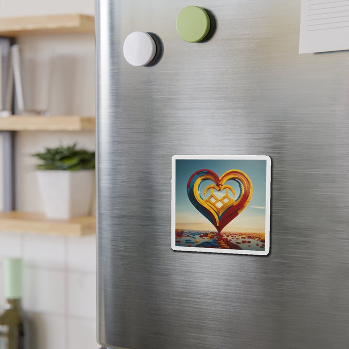 Colorful Heart Sculpture - Die-cut Magnet - Home Decor - g(0D·IO) - 6 × 6" - Die-Cut - 1 pc