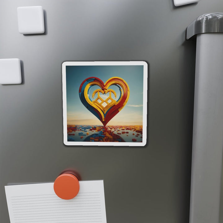 Colorful Heart Sculpture - Die-cut Magnet - Home Decor - g(0D·IO) - 6 × 6" - Die-Cut - 1 pc