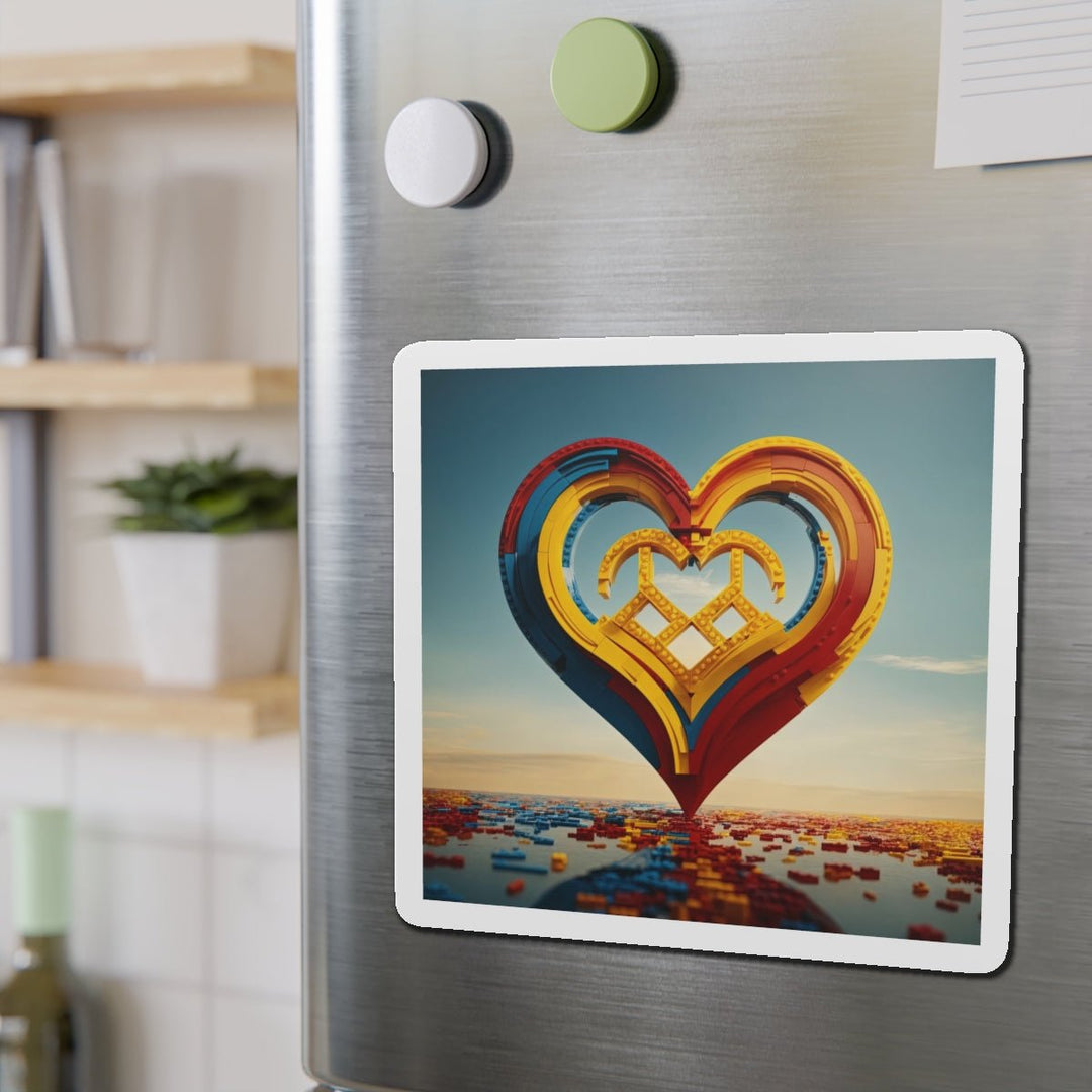 Colorful Heart Sculpture - Die-cut Magnet - Home Decor - g(0D·IO) - 6 × 6" - Die-Cut - 1 pc