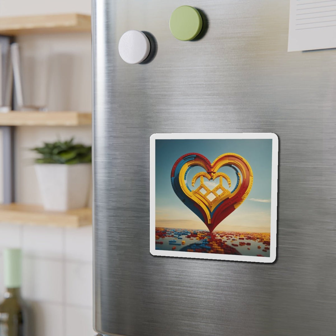 Colorful Heart Sculpture - Die-cut Magnet - Home Decor - g(0D·IO) - 6 × 6" - Die-Cut - 1 pc