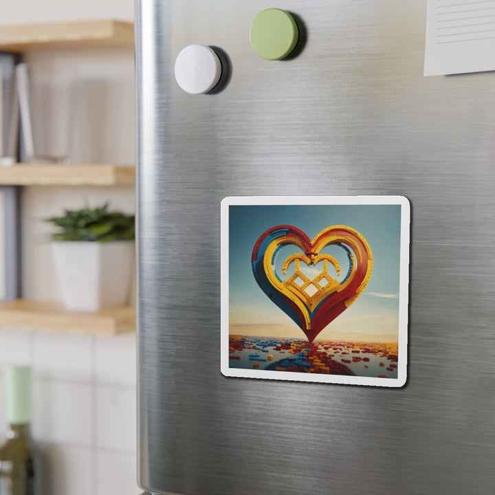 Colorful Heart Sculpture - Die-cut Magnet - Home Decor - g(0D·IO) - 6 × 6" - Die-Cut - 1 pc