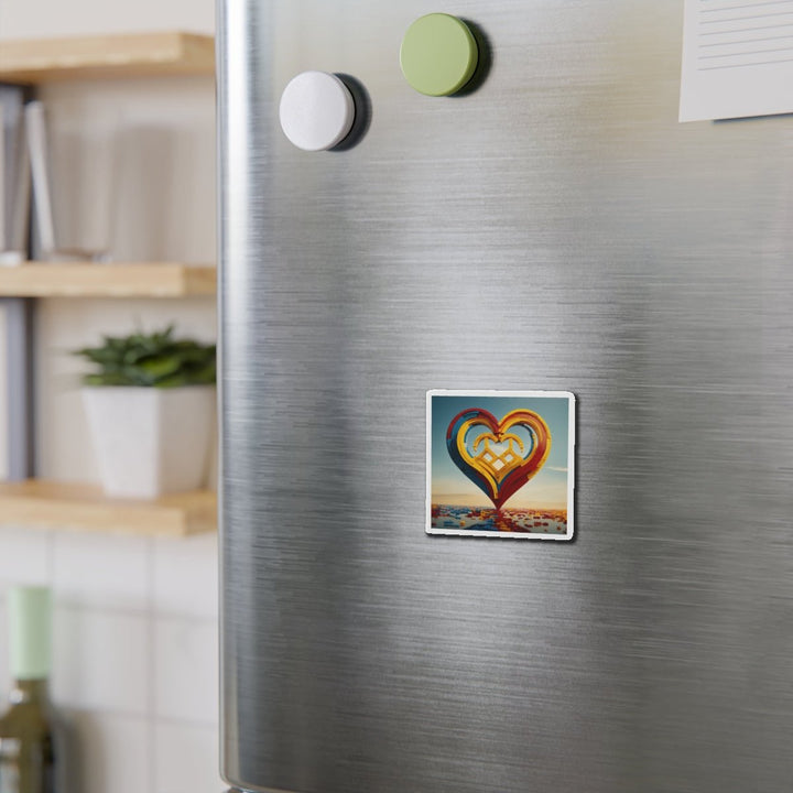 Colorful Heart Sculpture - Die-cut Magnet - Home Decor - g(0D·IO) - 6 × 6" - Die-Cut - 1 pc