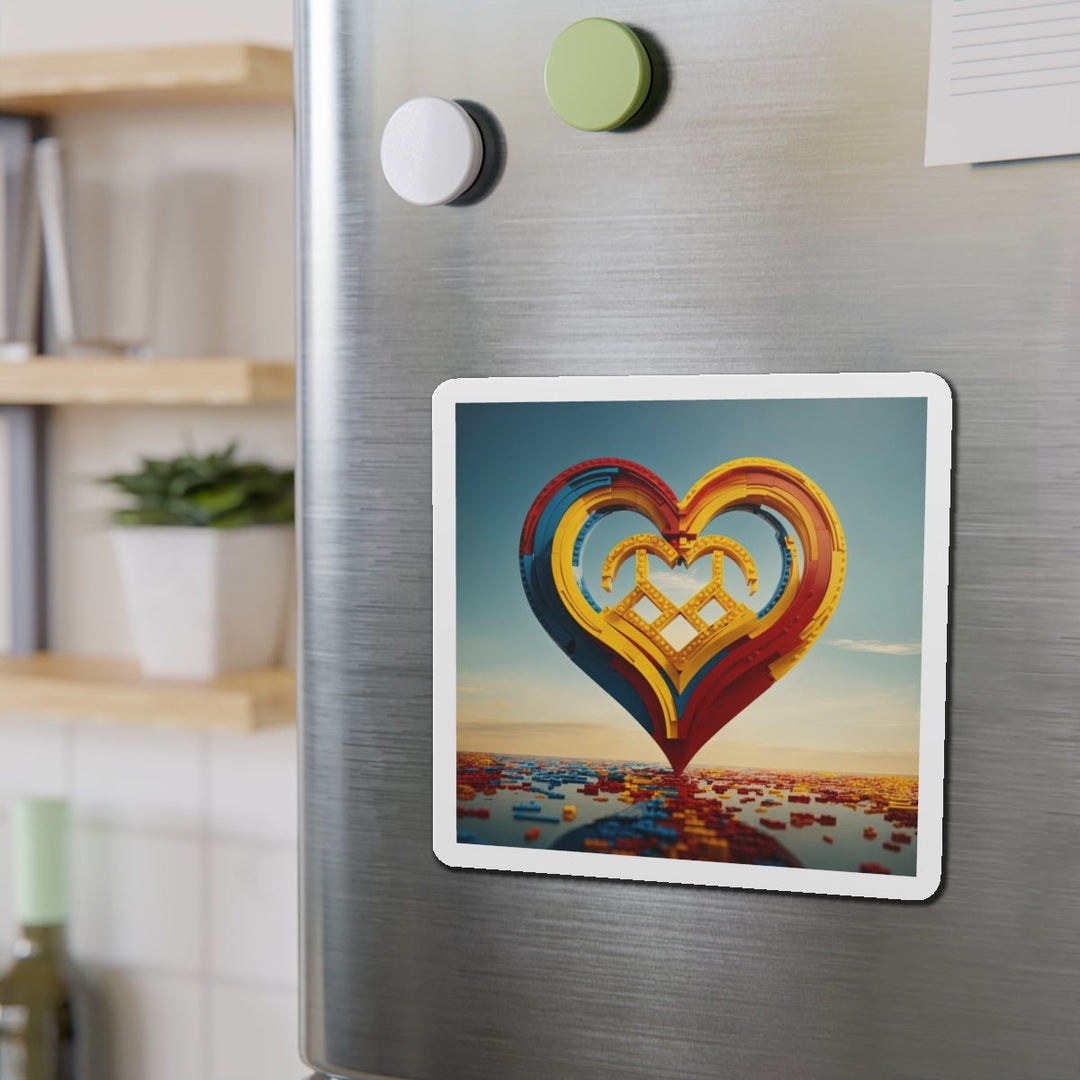 Colorful Heart Sculpture - Die-cut Magnet - Home Decor - g(0D·IO) - 6 × 6" - Die-Cut - 1 pc