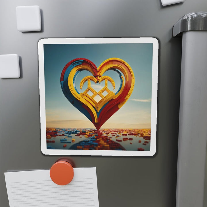 Colorful Heart Sculpture - Die-cut Magnet - Home Decor - g(0D·IO) - 6 × 6" - Die-Cut - 1 pc