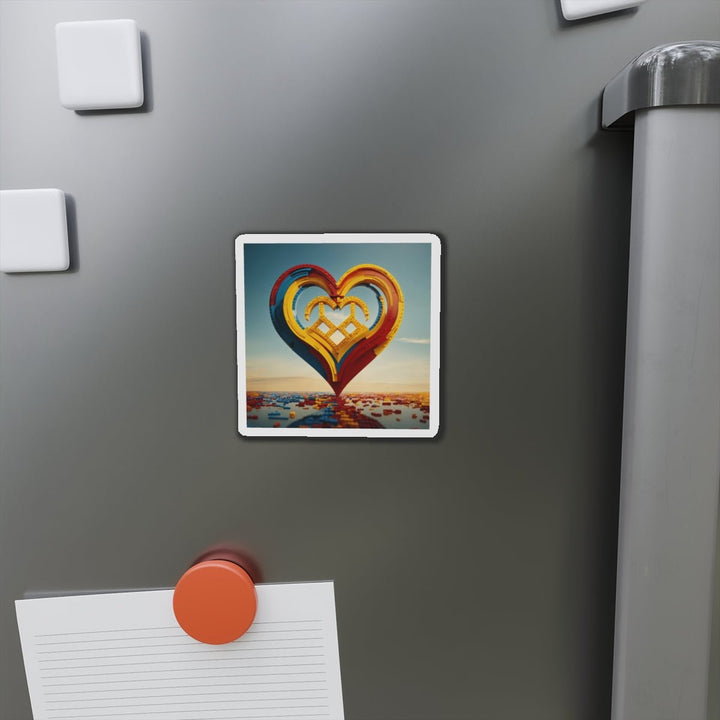 Colorful Heart Sculpture - Die-cut Magnet - Home Decor - g(0D·IO) - 6 × 6" - Die-Cut - 1 pc