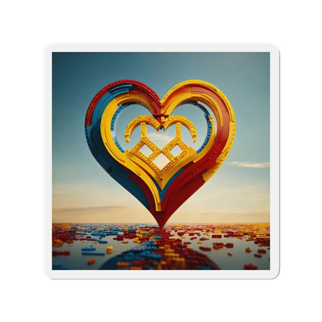 Colorful Heart Sculpture - Die-cut Magnet - Home Decor - g(0D·IO) - 6 × 6" - Die-Cut - 1 pc