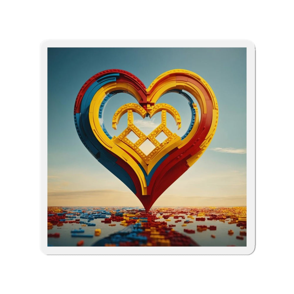 Colorful Heart Sculpture - Die-cut Magnet - Home Decor - g(0D·IO) - 3" x 3" - Die-Cut - 1 pc