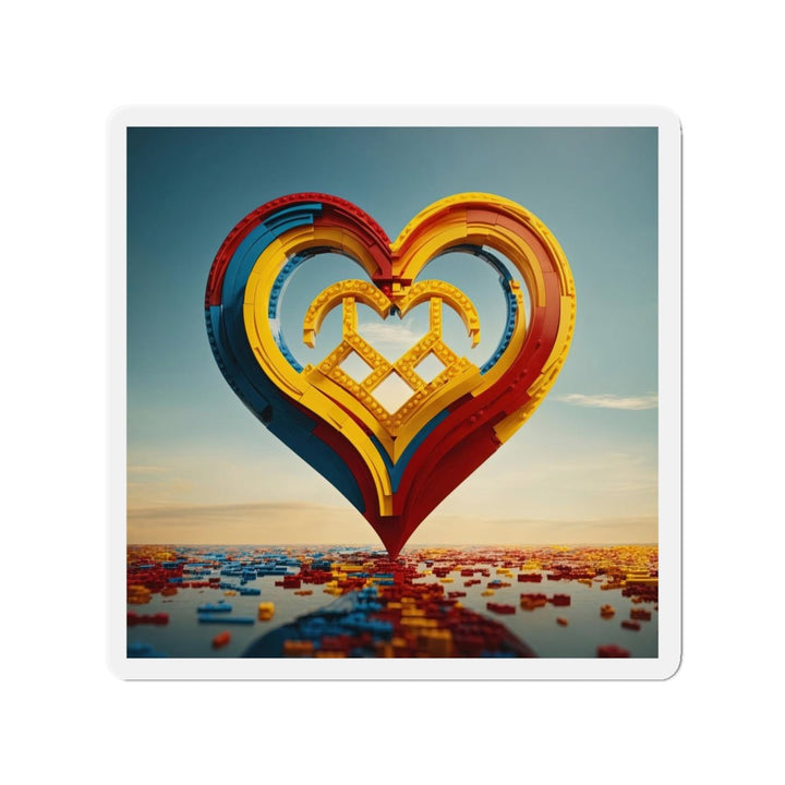 Colorful Heart Sculpture - Die-cut Magnet - Home Decor - g(0D·IO) - 5" x 5" - Die-Cut - 1 pc