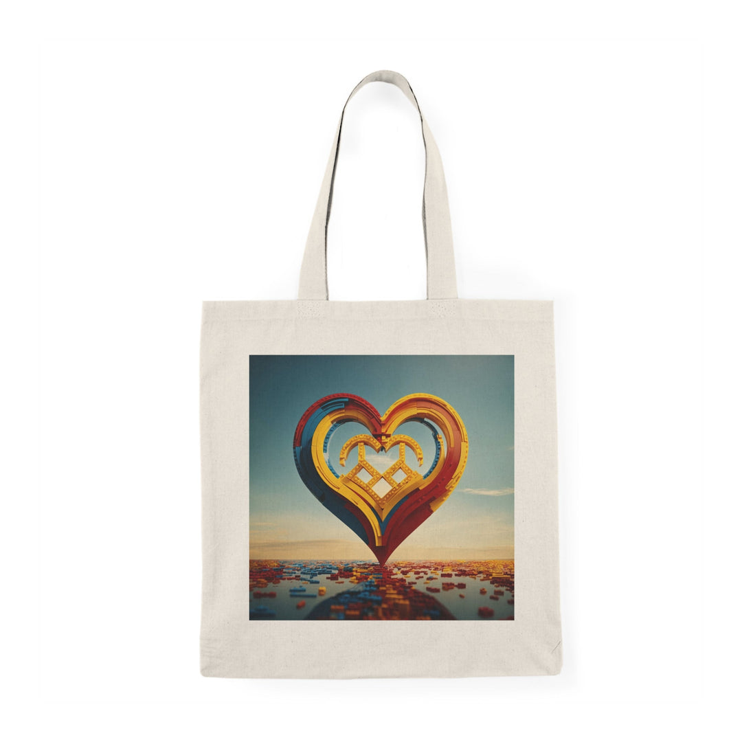 Colorful Heart Sculpture - Natural Tote Bag - Bags - g(0D·IO) - 15" x 16" - Natural -