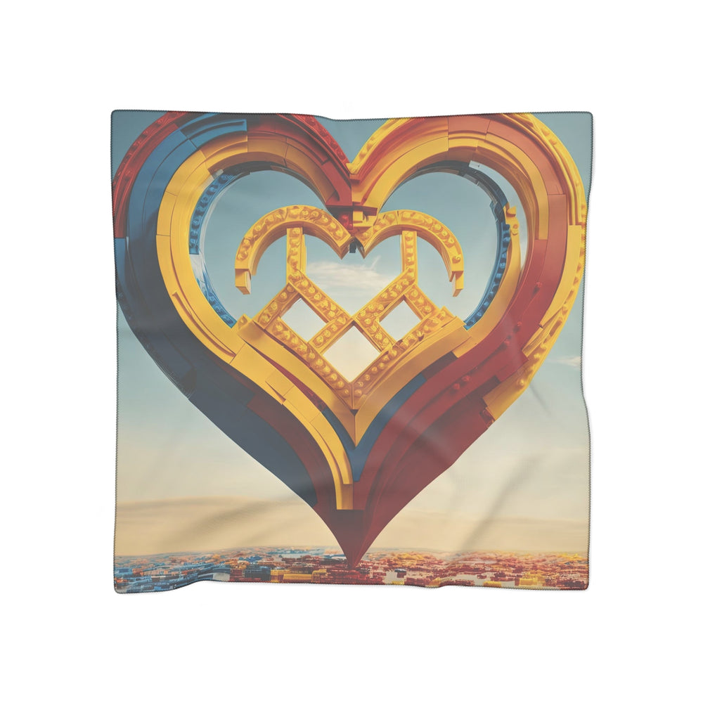 Colorful Heart Sculpture - Poly Scarf - Accessories - g(0D·IO) - Poly voile - 25" × 25" -