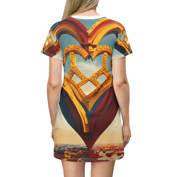 Colorful Heart Sculpture - T-Shirt Dress - All Over Prints - g(0D·IO) - XS - -
