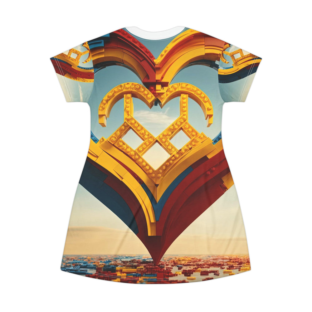 Colorful Heart Sculpture - T-Shirt Dress - All Over Prints - g(0D·IO) - XS - -