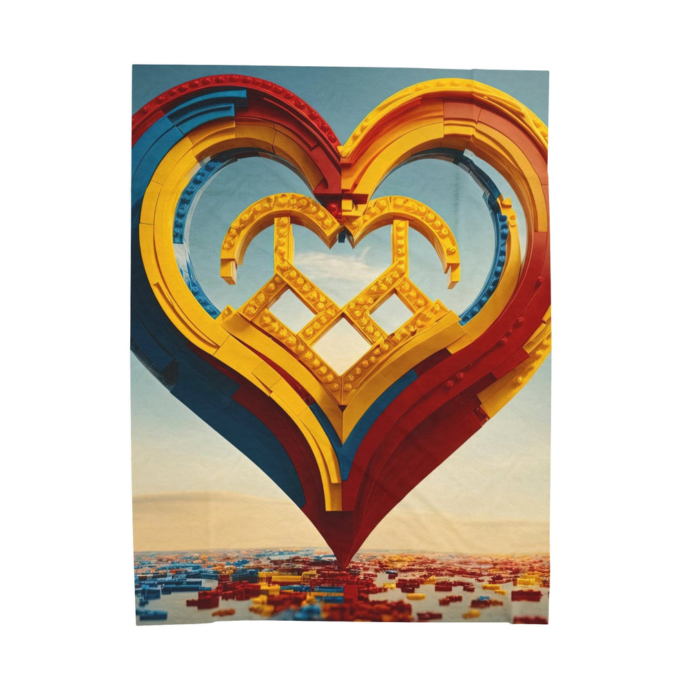 Colorful Heart Sculpture - Velveteen Plush Blanket - All Over Prints - g(0D·IO) - 60" × 80" - -