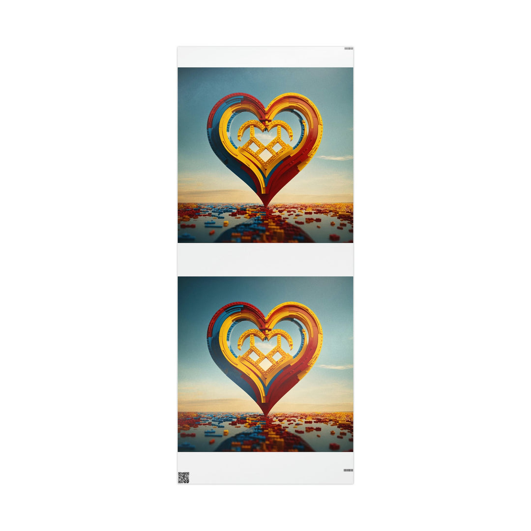 Colorful Heart Sculpture - Wrapping Paper - Home Decor - g(0D·IO) - 30'' x 72'' - Glossy -