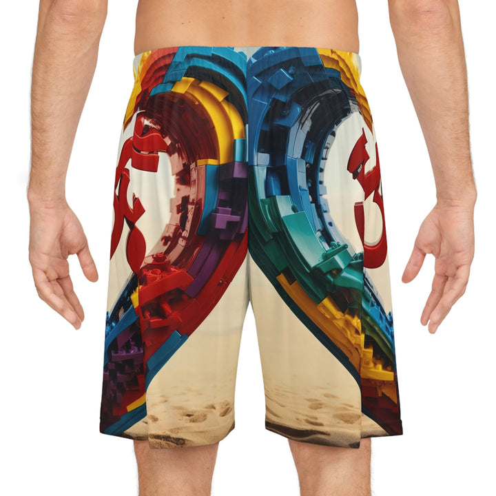 Colorful Love Om - AOP Basketball Shorts - All Over Prints - g(0D·IO) - Seam thread color automatically matched to design - XS -