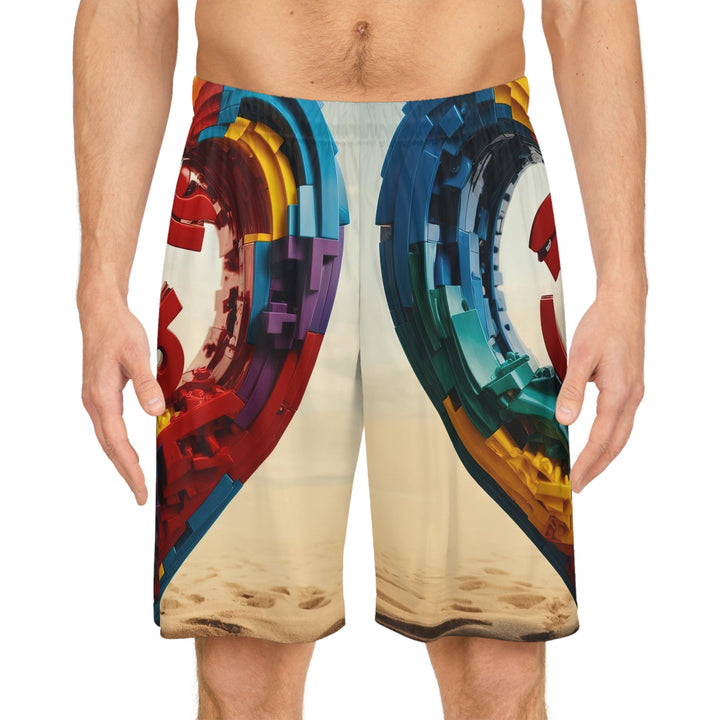Colorful Love Om - AOP Basketball Shorts - All Over Prints - g(0D·IO) - Seam thread color automatically matched to design - XS -