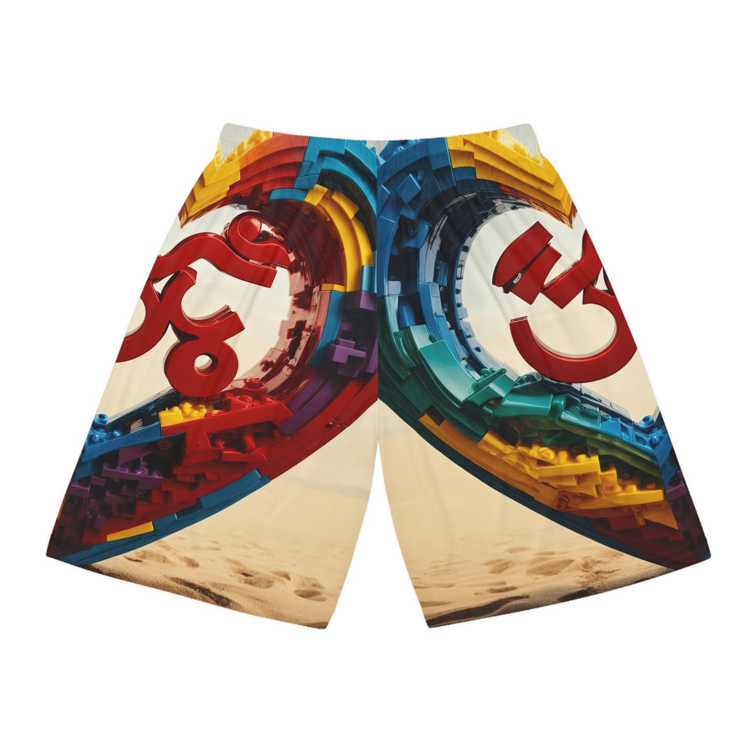 Colorful Love Om - AOP Basketball Shorts - All Over Prints - g(0D·IO) - Seam thread color automatically matched to design - XS -