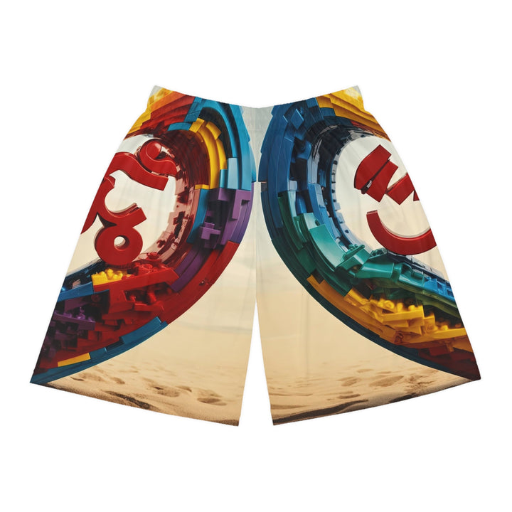 Colorful Love Om - AOP Basketball Shorts - All Over Prints - g(0D·IO) - Seam thread color automatically matched to design - XS -