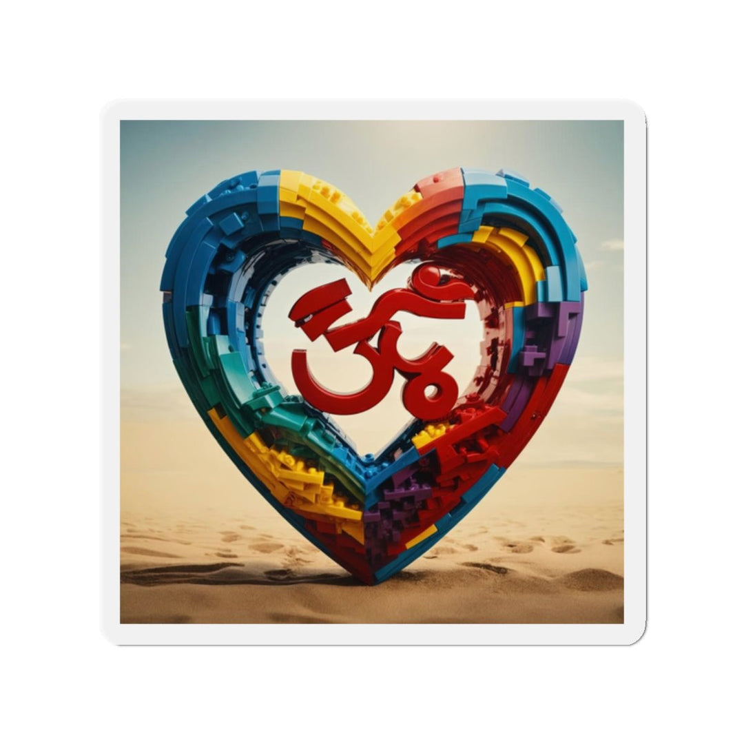 Colorful Love Om - Die-cut Magnet - Home Decor - g(0D·IO) - 2" x 2" - Die-Cut - 1 pc