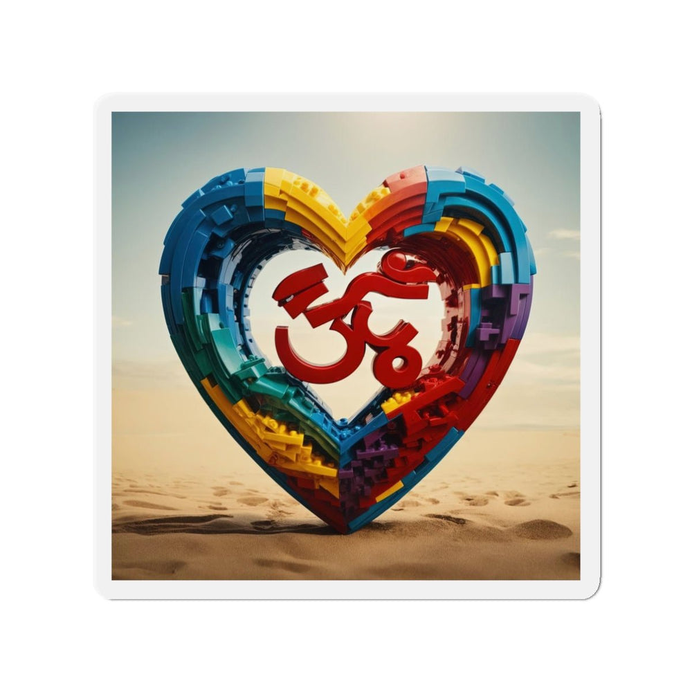 Colorful Love Om - Die-cut Magnet - Home Decor - g(0D·IO) - 3" x 3" - Die-Cut - 1 pc