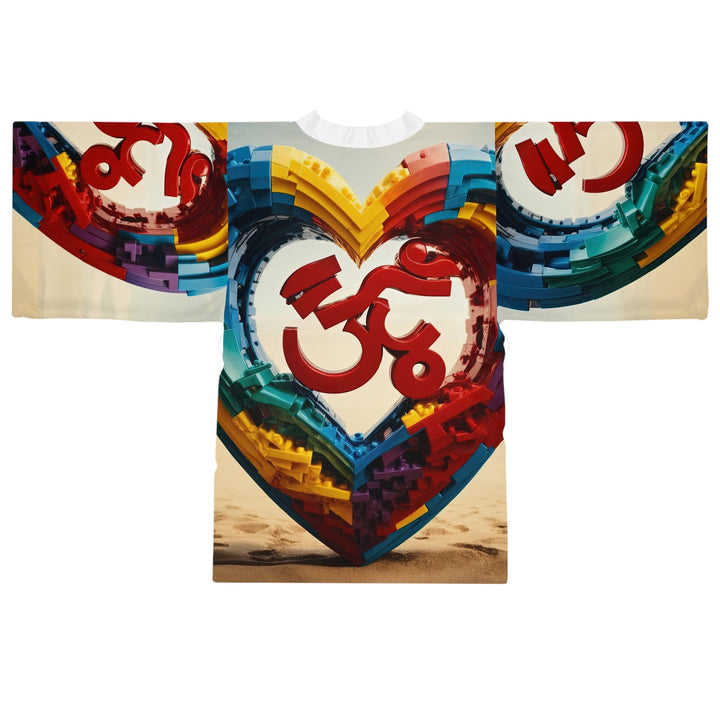 Colorful Love Om - Long Sleeve Kimono Robe - All Over Prints - g(0D·IO) - XS - Black -