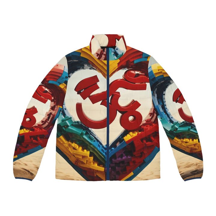 Colorful Love Om - Puffer Jacket - All Over Prints - g(0D·IO) - S - Dark blue zipper -