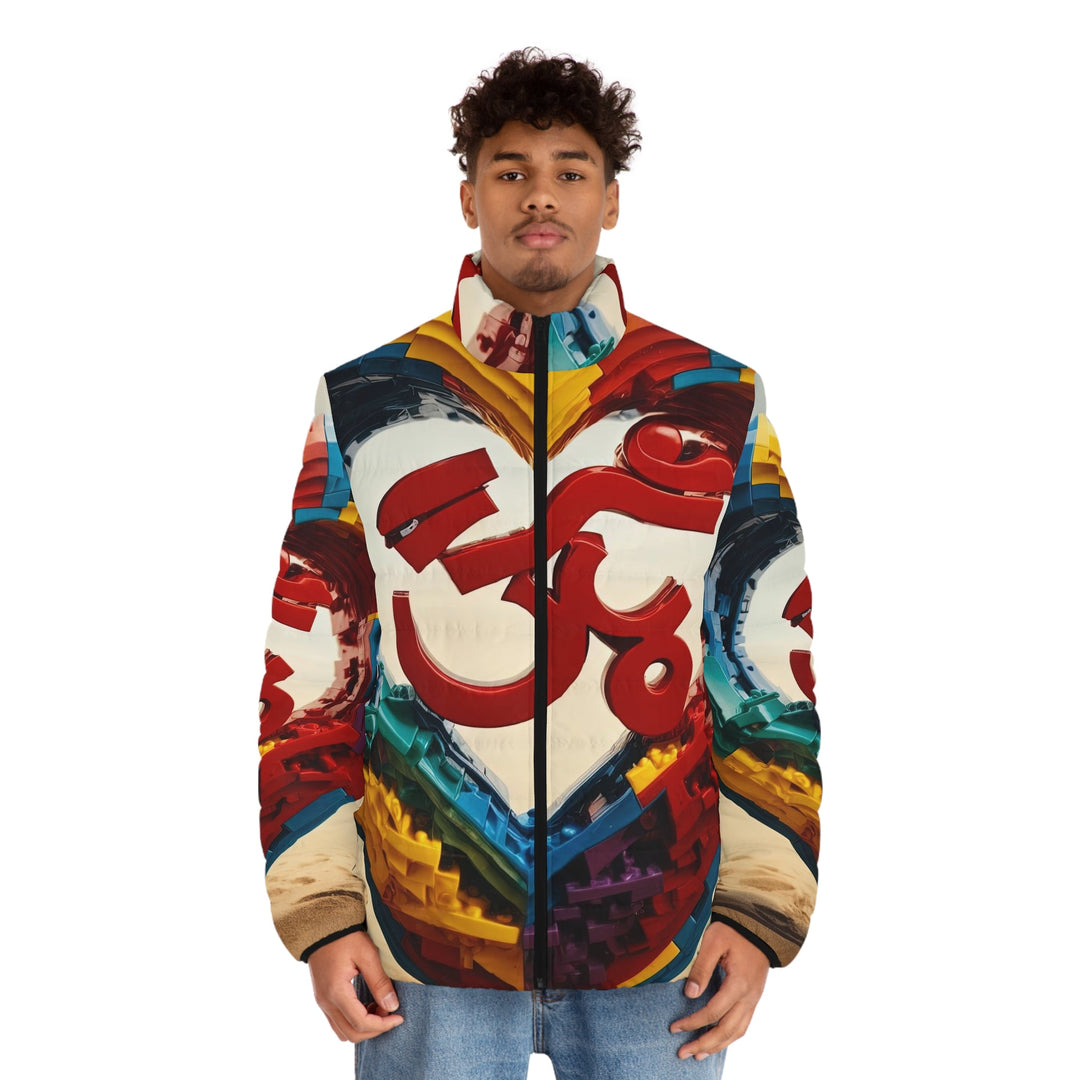 Colorful Love Om - Puffer Jacket - All Over Prints - g(0D·IO) - S - Black zipper -