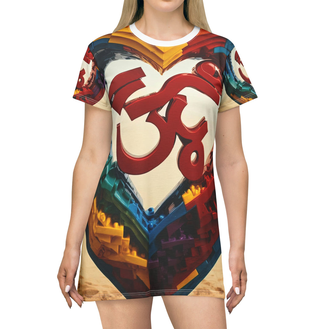 Colorful Love Om - T-Shirt Dress - All Over Prints - g(0D·IO) - XS - -