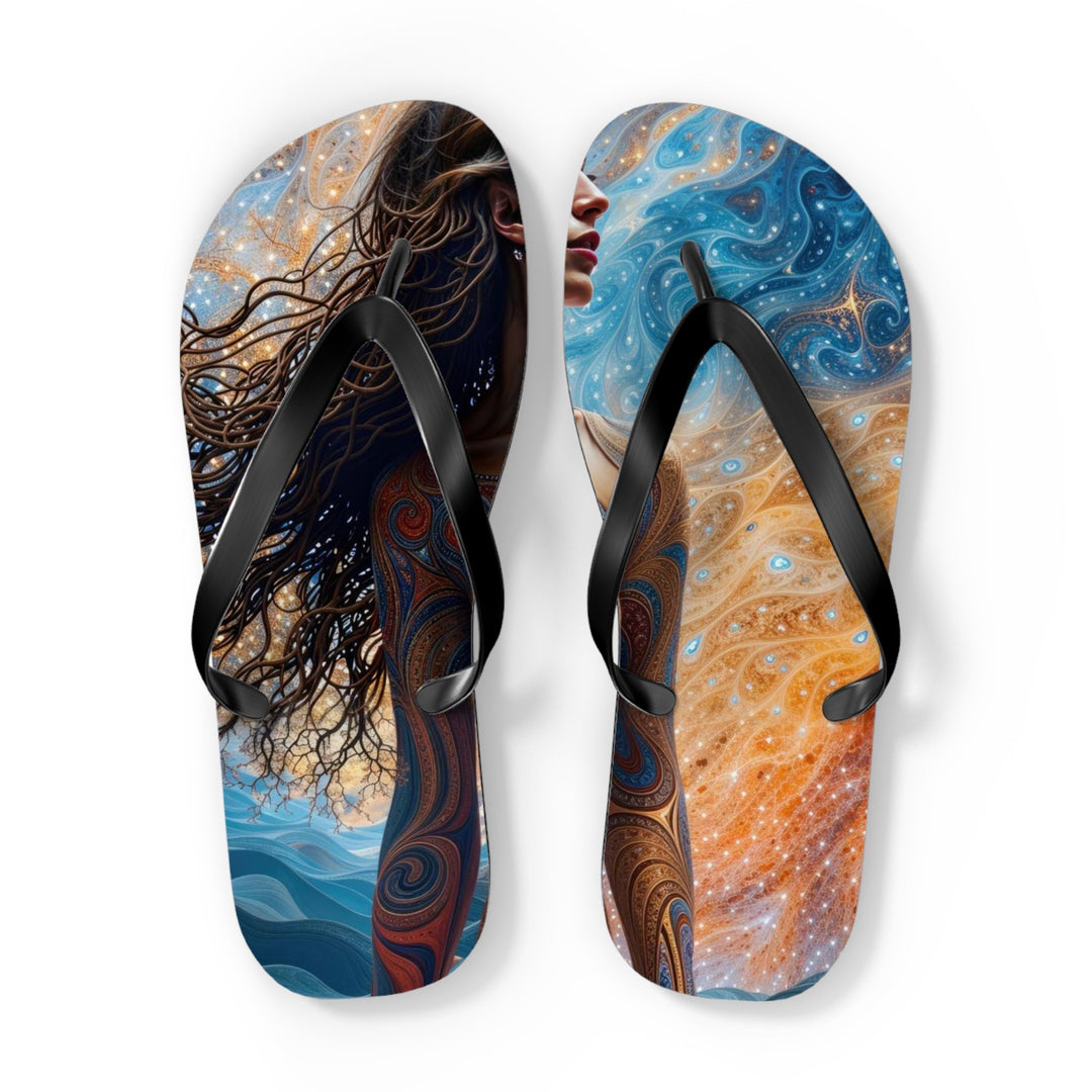 Cosmic Beauty Unfurling - Flip Flops - Shoes - g(0D·IO) - XL - Black sole -