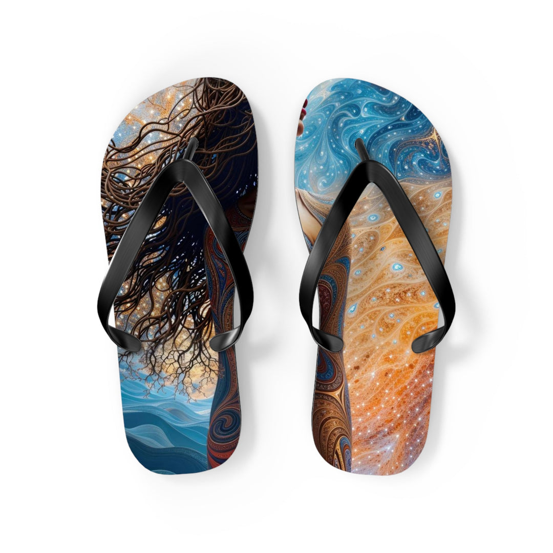 Cosmic Beauty Unfurling - Flip Flops - Shoes - g(0D·IO) - M - Black sole -