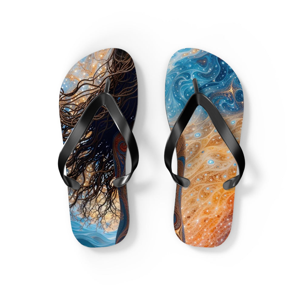 Cosmic Beauty Unfurling - Flip Flops - Shoes - g(0D·IO) - S - Black sole -