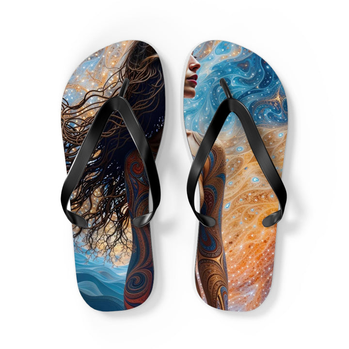 Cosmic Beauty Unfurling - Flip Flops - Shoes - g(0D·IO) - L - Black sole -