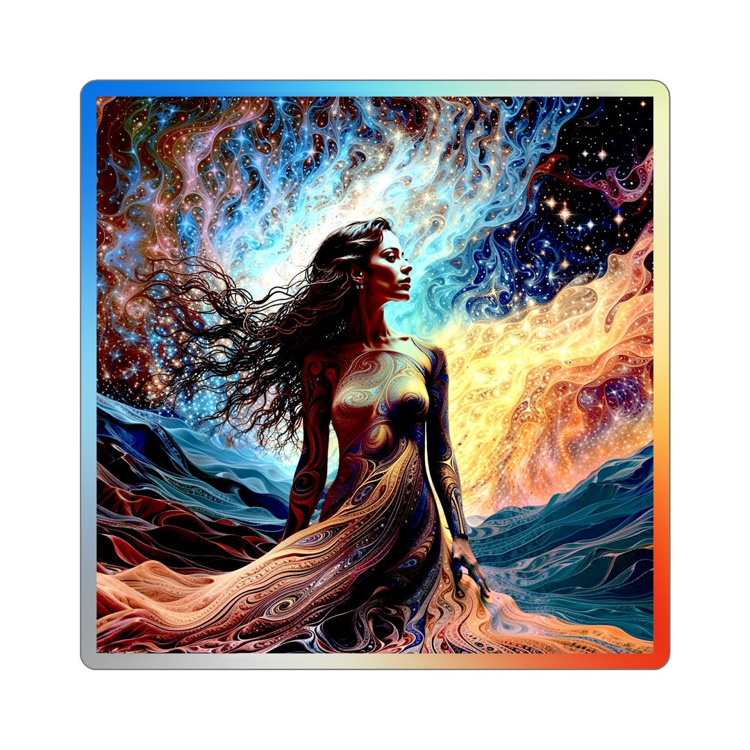 Cosmic Beauty Unfurling - Holographic Die-Cut Sticker - Paper products - g(0D·IO) - 6" × 6" - Die-Cut - Holographic