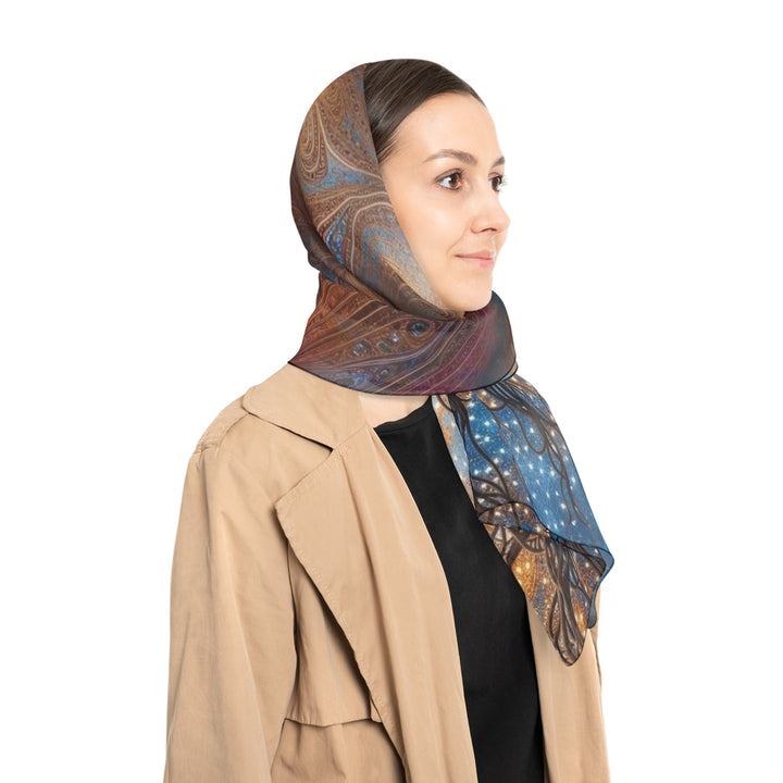 Cosmic Beauty Unfurling - Poly Scarf - Accessories - g(0D·IO) - Poly chiffon - 50" × 50" -