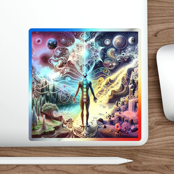 Cosmic Consciousness Awakening - Holographic Die-Cut Sticker - Paper products - g(0D·IO) - 5" × 5" - Die-Cut - Holographic