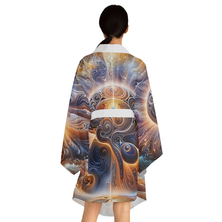 Cosmic Consciousness Awakening - Long Sleeve Kimono Robe - All Over Prints - g(0D·IO) - XS - Black -