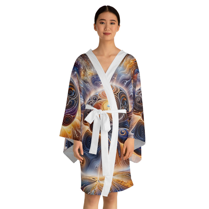 Cosmic Consciousness Awakening - Long Sleeve Kimono Robe - All Over Prints - g(0D·IO) - XS - Black -