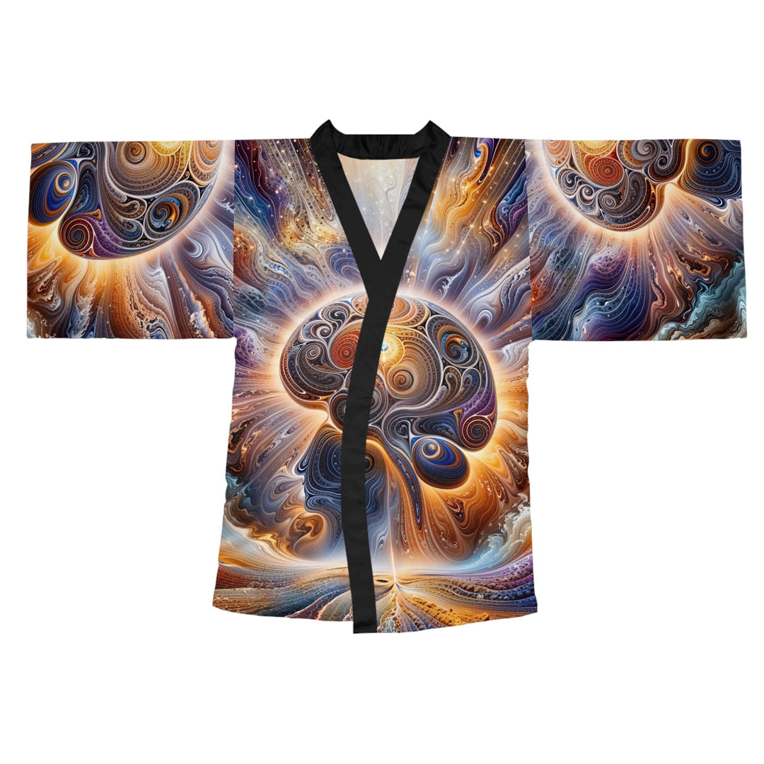 Cosmic Consciousness Awakening - Long Sleeve Kimono Robe - All Over Prints - g(0D·IO) - XS - Black -