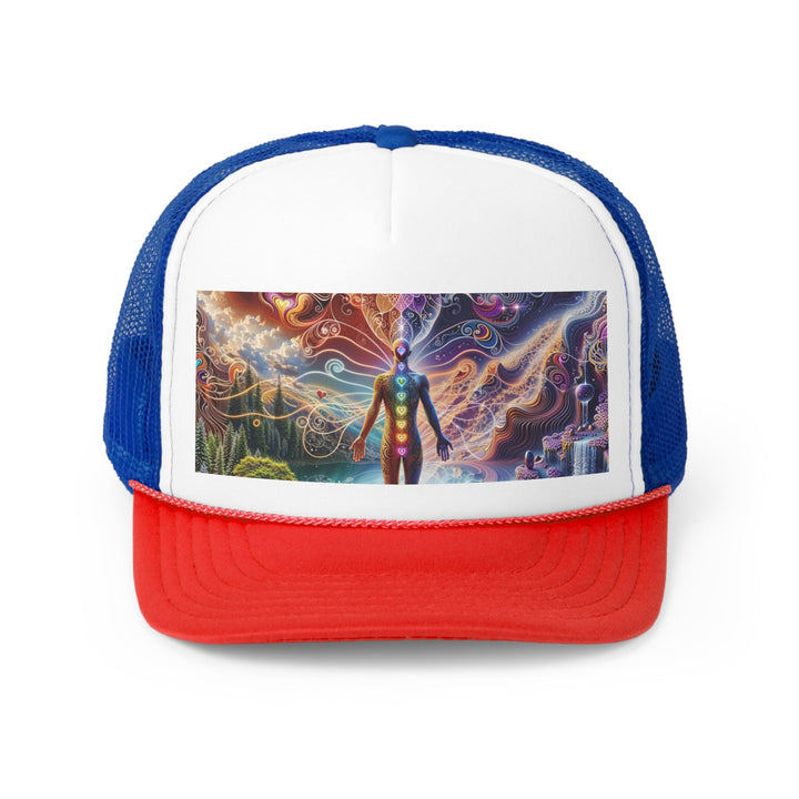 Cosmic Consciousness Awakening - Trucker Hat - Hats - g(0D·IO) - Blue/Red - One size -