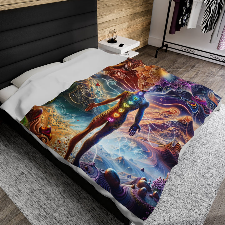 Cosmic Consciousness Awakening - Velveteen Plush Blanket - All Over Prints - g(0D·IO) - 60" × 80" - -