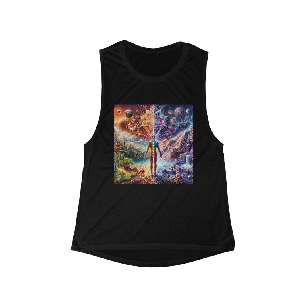 Cosmic Consciousness Awakening - Women's Flowy Scoop Muscle Tank - Tank Top - g(0D·IO) - S - Black -