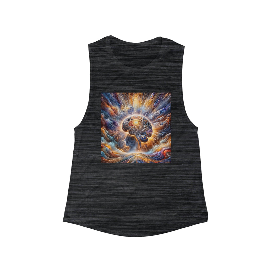 Cosmic Consciousness Awakening - Women's Flowy Scoop Muscle Tank - Tank Top - g(0D·IO) - S - Black Slub -