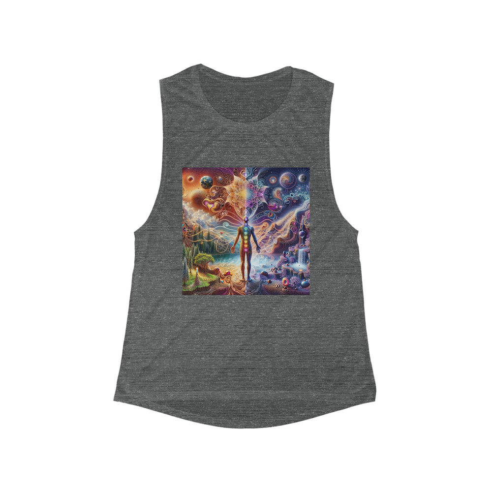 Cosmic Consciousness Awakening - Women's Flowy Scoop Muscle Tank - Tank Top - g(0D·IO) - S - Asphalt Slub -