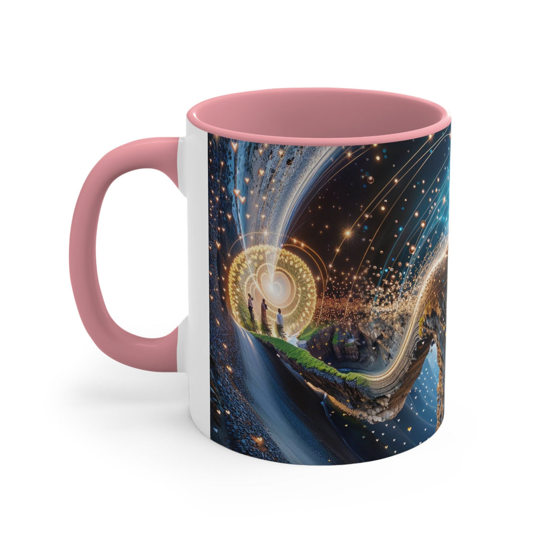 Cosmic Consciousness Cascade - Accent Coffee Mug - Mug - g(0D·IO) - Pink - 11oz -