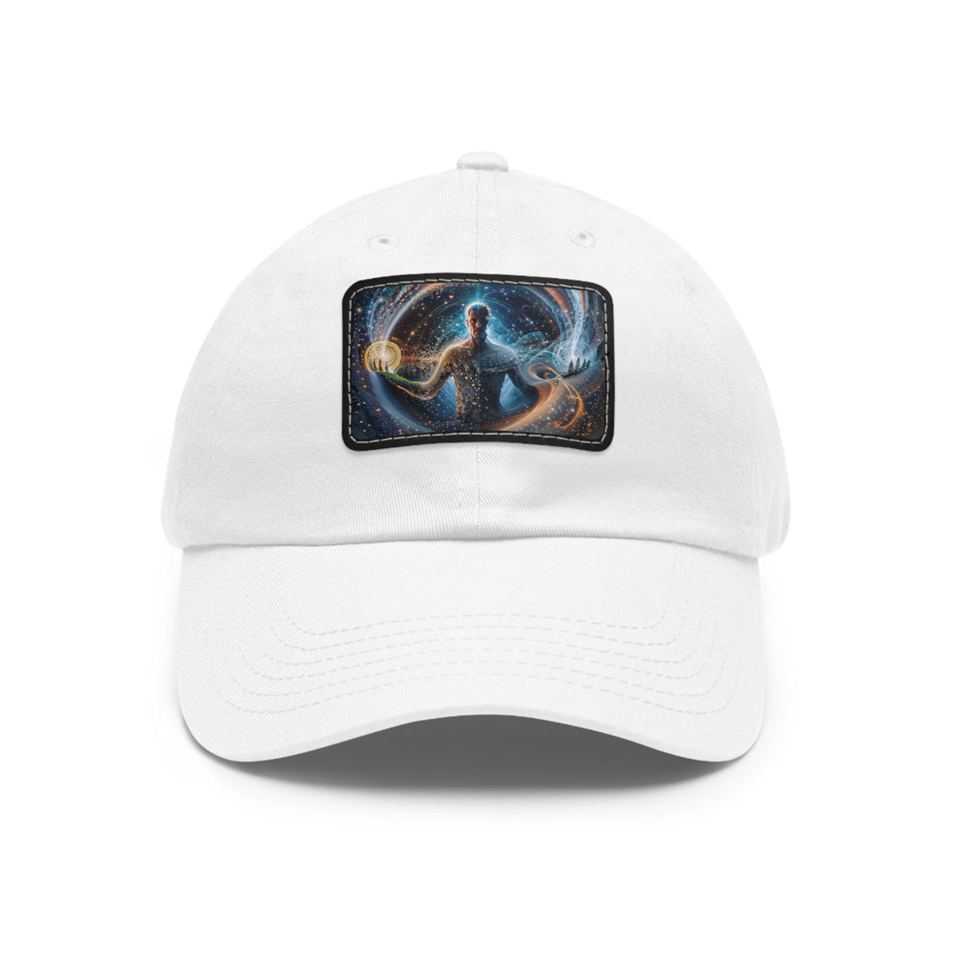 Cosmic Consciousness Cascade - Dad Hat - Hats - g(0D·IO) - White / Black patch - Rectangle - One size