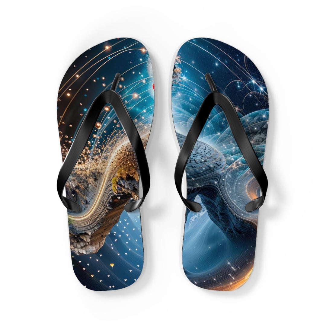 Cosmic Consciousness Cascade - Flip Flops - Shoes - g(0D·IO) - L - Black sole -