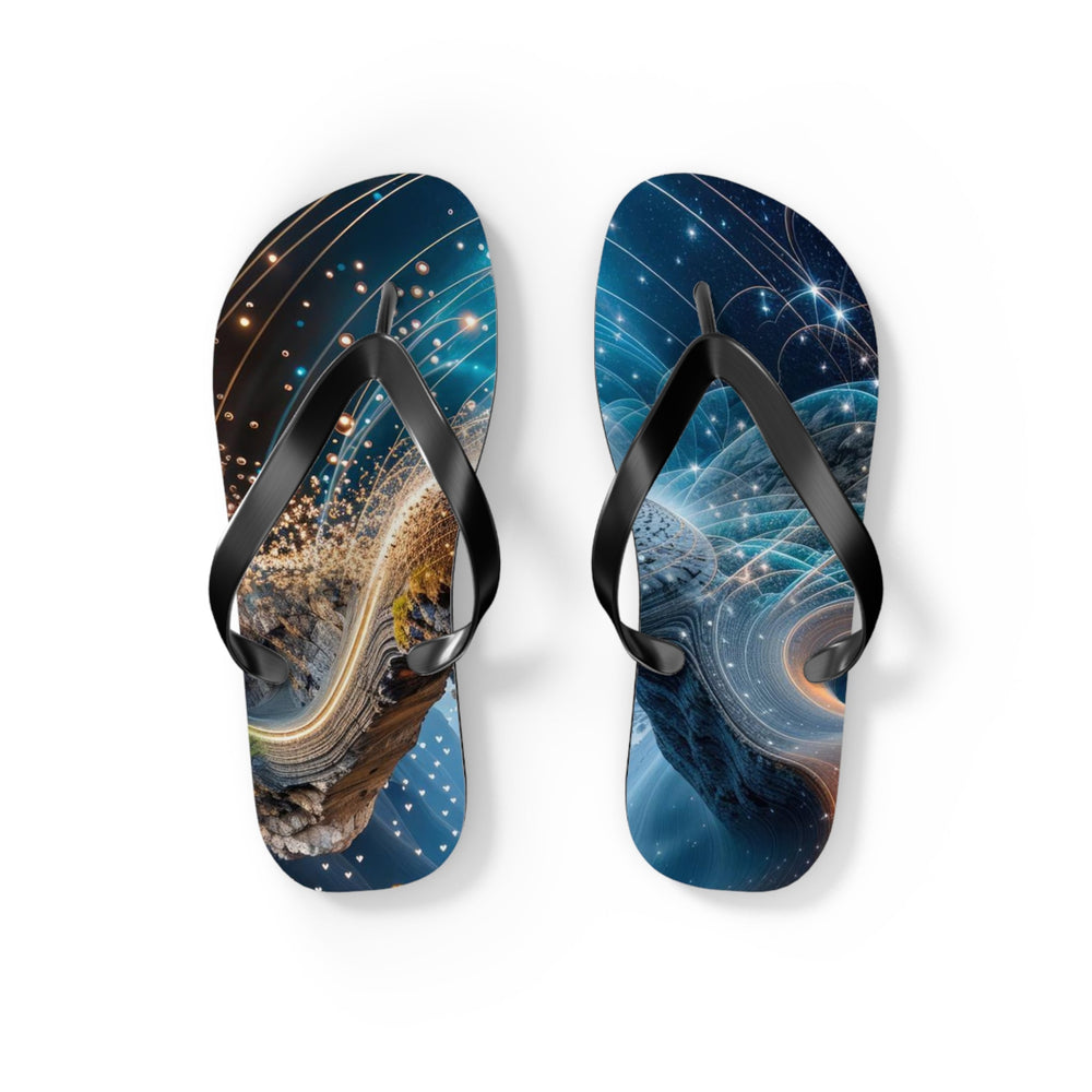 Cosmic Consciousness Cascade - Flip Flops - Shoes - g(0D·IO) - S - Black sole -