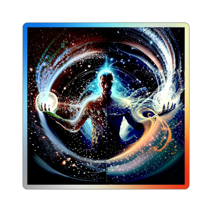 Cosmic Consciousness Cascade - Holographic Die-Cut Sticker - Paper products - g(0D·IO) - 3" × 3" - Die-Cut - Holographic