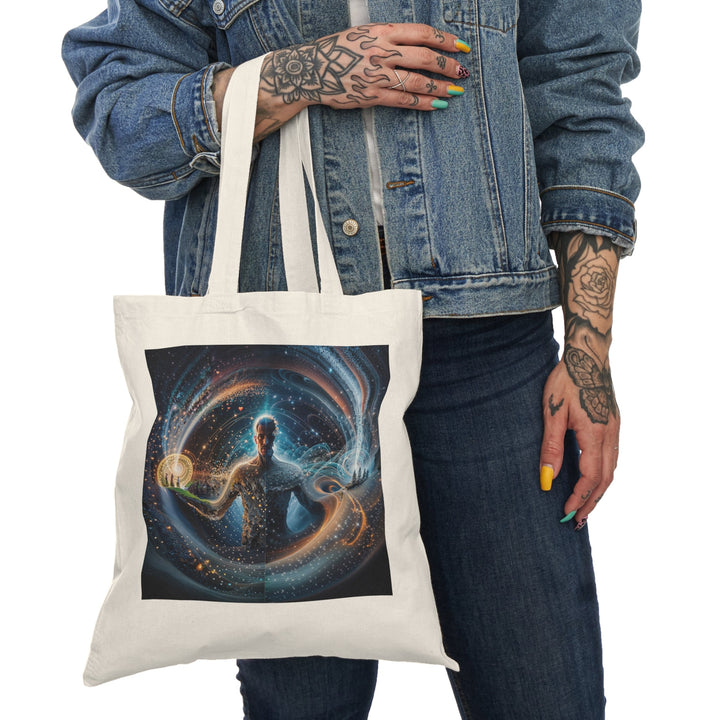 Cosmic Consciousness Cascade - Natural Tote Bag - Bags - g(0D·IO) - 15" x 16" - Natural -